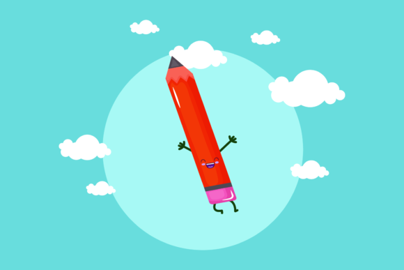 Back to School Pencil Kawaii Cloud Art