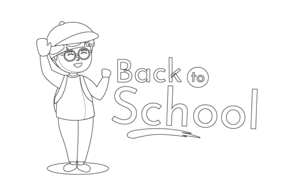 Back to School Poster Character Outline Graphics & Icons