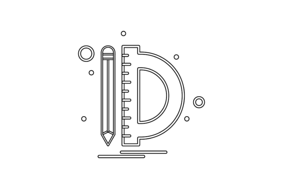 Back to School Ruler and Pencil Outline Graphics