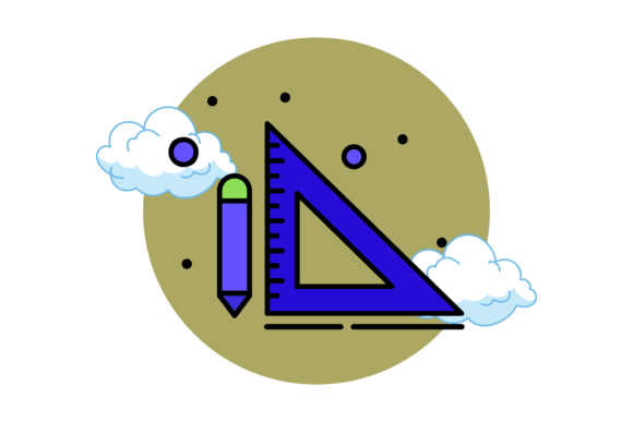 Back to School Triangle Ruler Cloud Graphics
