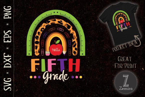 Hello Fifth Grade Rainbow Back to School Graphics